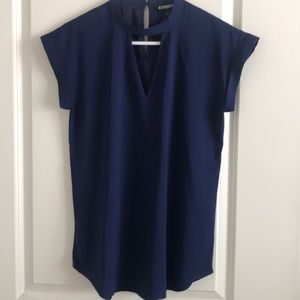Cap Sleeve navy blouse.